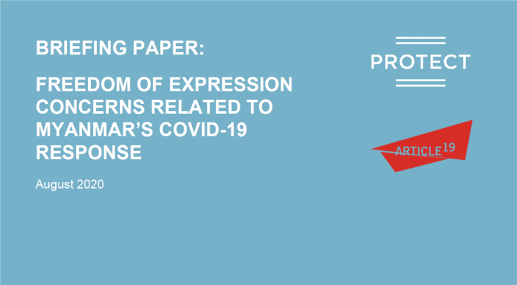 Myanmar: ARTICLE 19 briefing highlights freedom of expression concerns amid the COVID-19 pandemic response