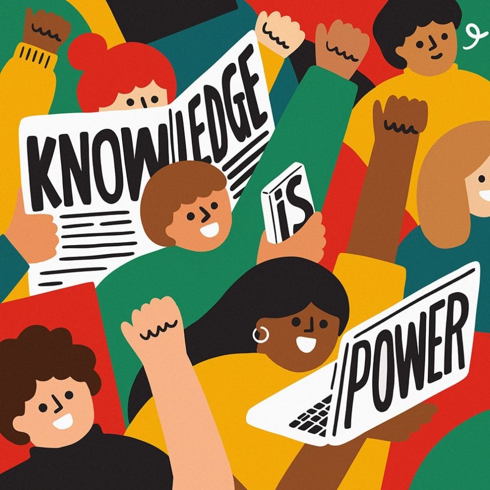 animation of people marching with fists in the air