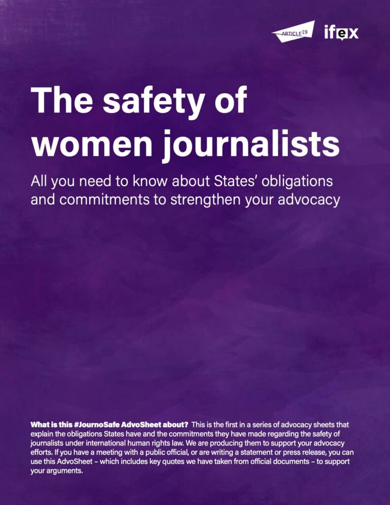 The safety of women journalists
