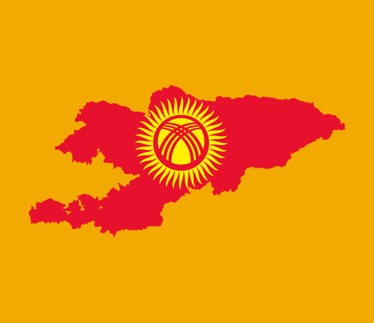 Map and flag of Kyrgyzstan, Central Asia